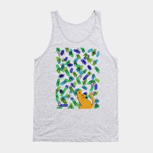 Artist cat creating colorful doodle scratch art Tank Top